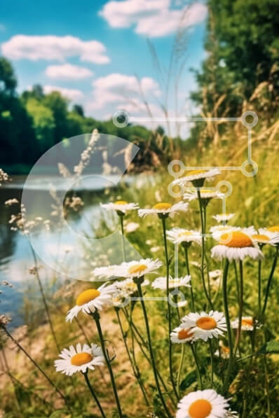 Σετ των 2 Intra Συλλεκτικό Ξύλινο Παζλ Plywood  4mm - Όμορφη εικόνα ενός χωραφιού με μαργαρίτες μια ηλιόλουστη μέρα Σε Ξύλινο Κουτί - Διαστάσεις: 10x10 cm – 25 κομμάτια