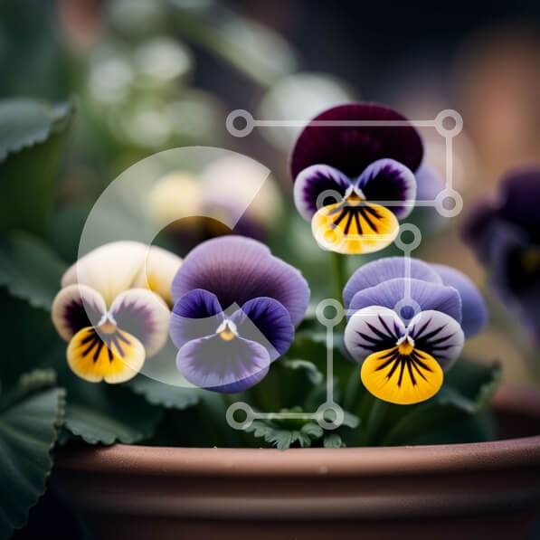 Intra Συλλεκτικό Ξύλινο Παζλ Plywood  4mm - Όμορφη κινηματογράφηση σε πρώτο πλάνο πολύχρωμων πανσέδων σε καφέ γλάστρα Σε Ξύλινο Κουτί - Διαστάσεις: 10x10 cm – 25 κομμάτια