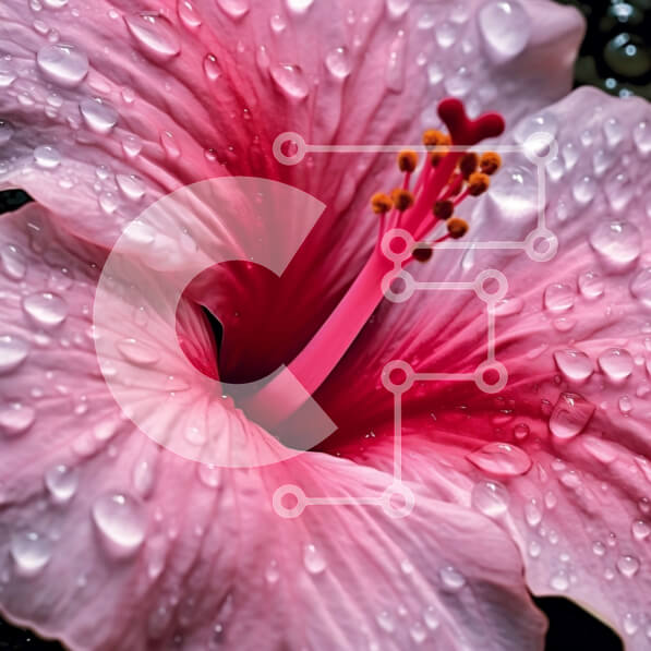 Intra Συλλεκτικό Ξύλινο Παζλ Plywood  4mm - Όμορφη κινηματογράφηση σε πρώτο πλάνο ενός ροζ λουλουδιού ιβίσκου με σταγονίδια νερού Σε Ξύλινο Κουτί - Διαστάσεις: 10x10 cm – 25 κομμάτια