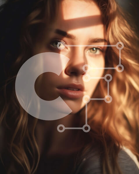 Intra Συλλεκτικό Ξύλινο Παζλ Plywood  4mm - Φυσική και ειλικρινής εικόνα μιας νεαρής γυναίκας με ξανθά μαλλιά και πράσινα μάτια Σε Ξύλινο Κουτί - Διαστάσεις Puzzle: 10x10 cm – 25 κομμάτια