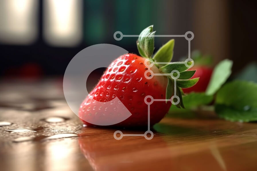 Σετ των 2 Intra Συλλεκτικό Ξύλινο Παζλ Plywood  4mm - Νόστιμη εικόνα μιας φρέσκιας φράουλας σε ένα ξύλινο τραπέζι Σε Ξύλινο Κουτί - Διαστάσεις: 10x10 cm – 25 κομμάτια