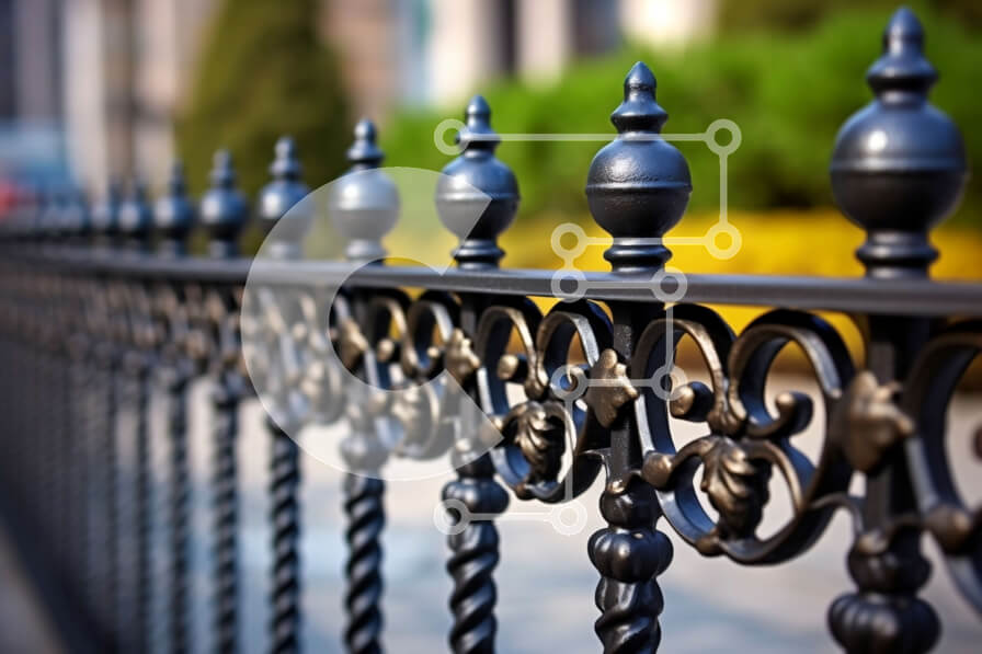 Intra Συλλεκτικό Ξύλινο Παζλ Plywood  4mm - Εκπληκτική κινηματογράφηση σε πρώτο πλάνο ενός μαύρου φράχτη από σφυρήλατο σίδερο με διακοσμητικό σχέδιο Σε Ξύλινο Κουτί - Διαστάσεις Puzzle: 10x10 cm – 25 κομμάτια