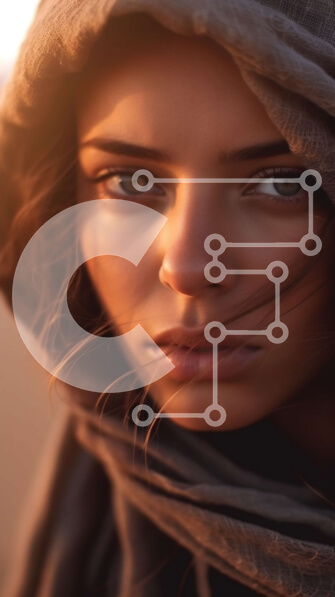 Intra Συλλεκτικό Ξύλινο Παζλ Plywood  4mm - Η κομψή γυναίκα με κουκούλα ποζάρει στην έρημο Σε Ξύλινο Κουτί - Διαστάσεις Puzzle: 10x10 cm – 25 κομμάτια