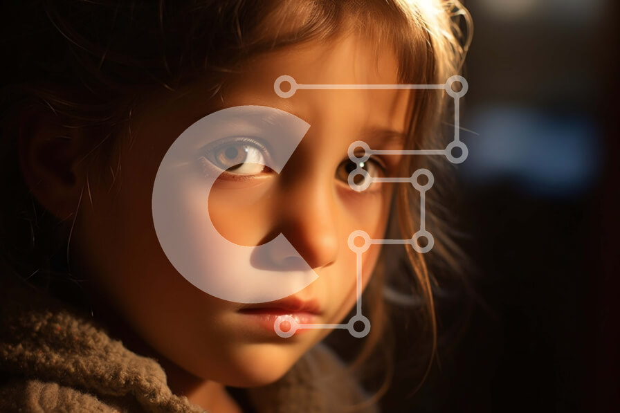 Intra Συλλεκτικό Ξύλινο Παζλ Plywood  4mm - Σοβαρό πορτρέτο ενός νεαρού κοριτσιού με καστανά μαλλιά και καστανά μάτια Σε Ξύλινο Κουτί - Διαστάσεις Puzzle: 10x10 cm – 25 κομμάτια