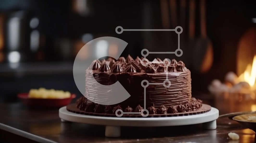 Σετ των 2 Intra Συλλεκτικό Ξύλινο Παζλ Plywood  4mm - Κέικ σοκολάτας σε ένα πιάτο μπροστά από ένα τζάκι Σε Ξύλινο Κουτί - Διαστάσεις: 10x10 cm – 25 κομμάτια