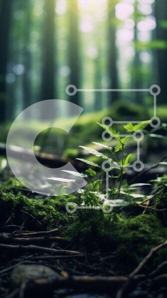 Σετ των 2 Intra Συλλεκτικό Ξύλινο Παζλ Plywood  4mm - Κοντινό πλάνο φυτών που αναπτύσσονται στο δάσος με βρύα και λειχήνες Σε Ξύλινο Κουτί - Διαστάσεις: 10x10 cm – 25 κομμάτια