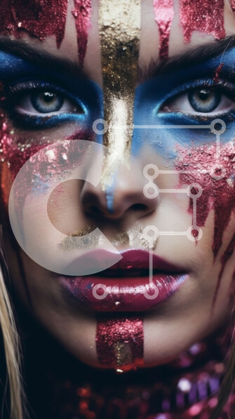 Intra Συλλεκτικό Ξύλινο Παζλ Plywood  4mm - Όμορφη γυναίκα με ζωηρή μπογιά προσώπου και λαμπερή στολή Σε Ξύλινο Κουτί - Διαστάσεις Puzzle: 10x10 cm – 25 κομμάτια