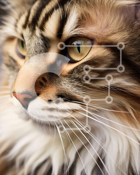 Σετ των 2 Intra Συλλεκτικό Ξύλινο Παζλ Plywood  4mm - Όμορφη κοντινή λήψη του προσώπου μιας γάτας με λαμπερά πράσινα μάτια Σε Ξύλινο Κουτί - Διαστάσεις: 10x10 cm – 25 κομμάτια