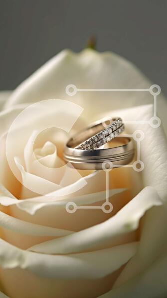 Intra Συλλεκτικό Ξύλινο Παζλ Plywood  4mm - Κομψές βέρες σε λευκό τριαντάφυλλο Σε Ξύλινο Κουτί - Διαστάσεις Puzzle: 10x10 cm – 25 κομμάτια