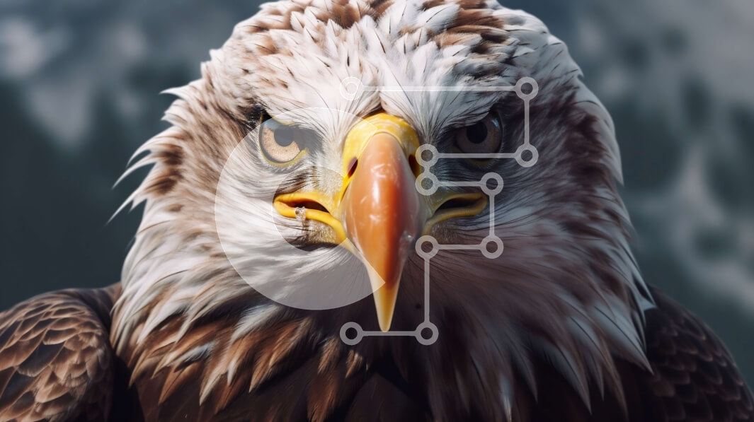 Σετ των 2 Intra Συλλεκτικό Ξύλινο Παζλ Plywood  4mm - Εκπληκτική κοντινή πλάνο του κεφαλιού ενός αετού με εκπληκτική λεπτομέρεια Σε Ξύλινο Κουτί - Διαστάσεις: 10x10 cm – 25 κομμάτια