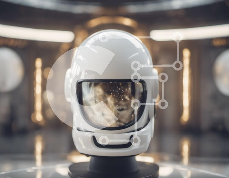 Intra Συλλεκτικό Ξύλινο Παζλ Plywood  4mm - Λευκό κράνος αστροναύτη στην οθόνη Σε Ξύλινο Κουτί - Διαστάσεις Puzzle: 10x10 cm – 25 κομμάτια