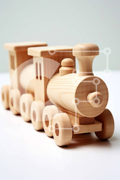 Intra Συλλεκτικό Ξύλινο Παζλ Plywood  4mm - Πολύχρωμο ξύλινο τρένο παιχνιδιών με ατμομηχανή και τέσσερα αυτοκίνητα Σε Ξύλινο Κουτί - Διαστάσεις Puzzle: 10x10 cm – 25 κομμάτια