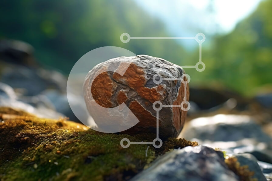 Intra Συλλεκτικό Ξύλινο Παζλ Plywood  4mm - Όμορφη εικόνα ενός βράχου σε βρύα σε ένα δάσος Σε Ξύλινο Κουτί - Διαστάσεις: 10x10 cm – 25 κομμάτια