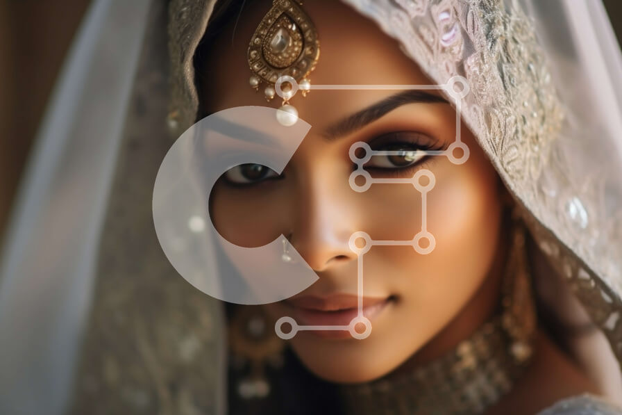 Intra Συλλεκτικό Ξύλινο Παζλ Plywood  4mm - Εκπληκτική νύφη με κομψό λευκό νυφικό με πέπλο και κοσμήματα Σε Ξύλινο Κουτί - Διαστάσεις Puzzle: 10x10 cm – 25 κομμάτια