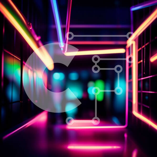 Intra Συλλεκτικό Ξύλινο Παζλ Plywood  4mm - Μυστηριώδης και πολύχρωμη εικόνα ενός σκοτεινού διαδρόμου με φώτα νέον Σε Ξύλινο Κουτί - Διαστάσεις Puzzle: 10x10 cm – 25 κομμάτια