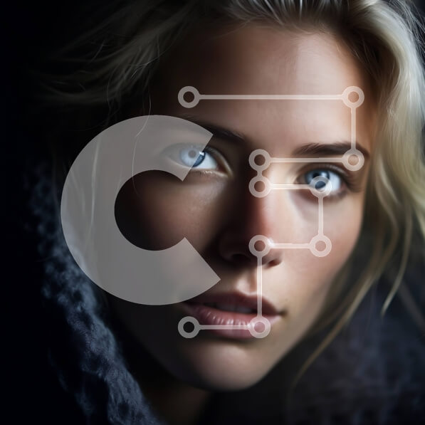 Σετ των 2 Intra Συλλεκτικό Ξύλινο Παζλ Plywood  4mm - Όμορφη ξανθιά γυναίκα με έντονα μπλε μάτια και σοβαρή έκφραση Σε Ξύλινο Κουτί - Διαστάσεις: 10x10 cm – 25 κομμάτια