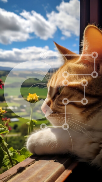 Σετ των 2 Intra Συλλεκτικό Ξύλινο Παζλ Plywood  4mm - Όμορφη εικόνα μιας γάτας που απολαμβάνει τη θέα από ένα περβάζι Σε Ξύλινο Κουτί - Διαστάσεις: 10x10 cm – 25 κομμάτια