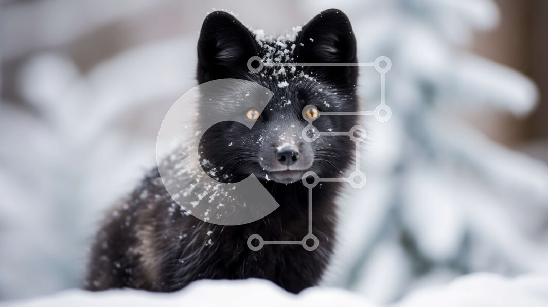 Intra Συλλεκτικό Ξύλινο Παζλ Plywood  4mm - Εκπληκτική φωτογραφία μιας μαύρης αλεπούς στο χειμερινό τοπίο Σε Ξύλινο Κουτί - Διαστάσεις: 10x10 cm – 25 κομμάτια