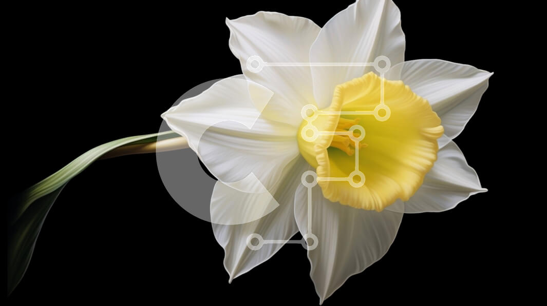 Intra Συλλεκτικό Ξύλινο Παζλ Plywood  4mm - Μονό λευκό και κίτρινο λουλούδι σε μαύρο φόντο Σε Ξύλινο Κουτί - Διαστάσεις: 10x10 cm – 25 κομμάτια