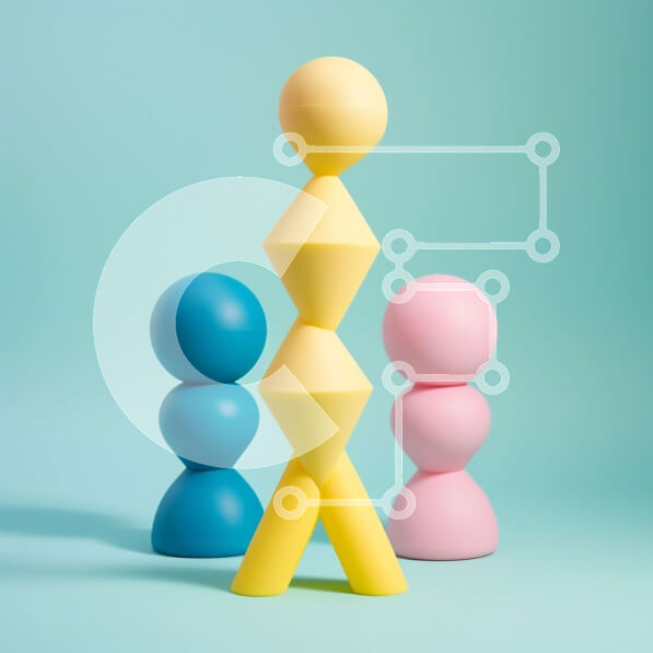 Intra Συλλεκτικό Ξύλινο Παζλ Plywood  4mm - Πολύχρωμα ειδώλια σε μπλε φόντο Σε Ξύλινο Κουτί - Διαστάσεις Puzzle: 10x10 cm – 25 κομμάτια