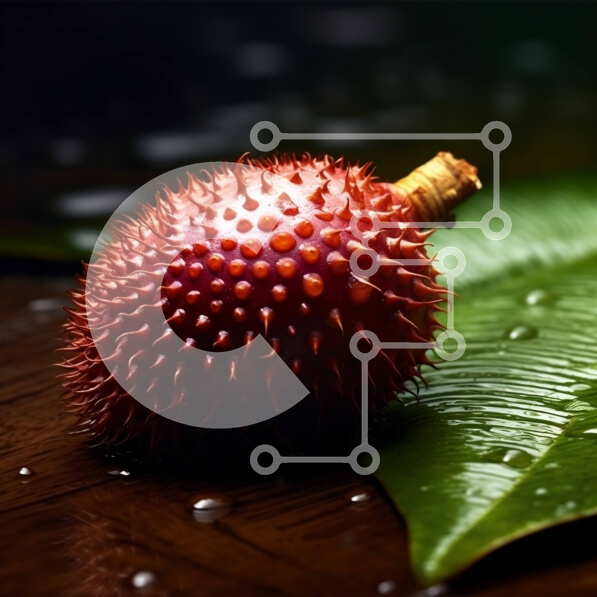 Σετ των 2 Intra Συλλεκτικό Ξύλινο Παζλ Plywood  4mm - Κόκκινο φρούτο Durian σε κοντινή φωτογραφία σκοτεινής ξύλινης επιφάνειας Σε Ξύλινο Κουτί - Διαστάσεις: 10x10 cm – 25 κομμάτια