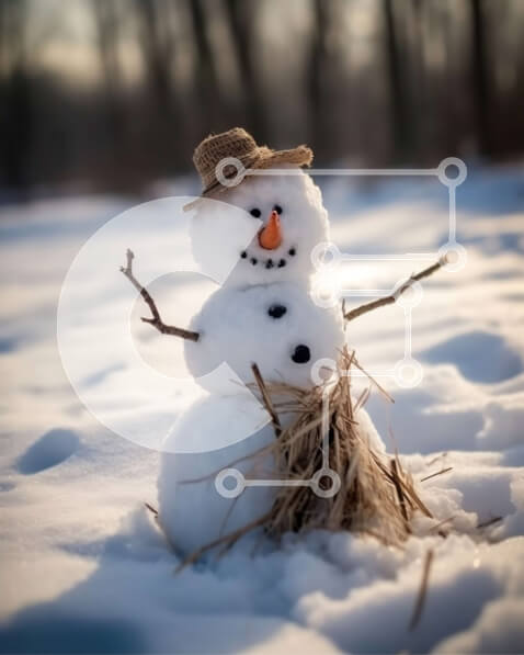 Intra Συλλεκτικό Ξύλινο Παζλ Plywood  4mm - Αξιολάτρευτος χιονάνθρωπος με ψάθινο καπέλο και κασκόλ Σε Ξύλινο Κουτί - Διαστάσεις: 10x10 cm – 25 κομμάτια