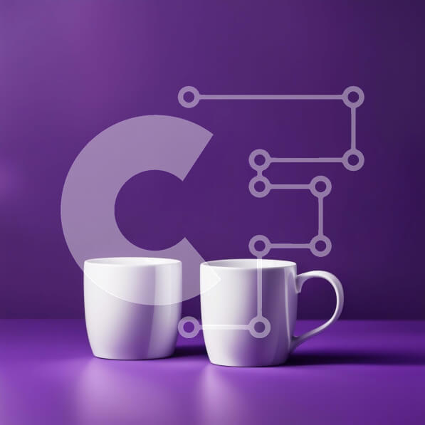 Intra Συλλεκτικό Ξύλινο Παζλ Plywood  4mm - Κομψές και μινιμαλιστικές δύο λευκές κούπες σε μωβ φόντο Σε Ξύλινο Κουτί - Διαστάσεις Puzzle: 10x10 cm – 25 κομμάτια