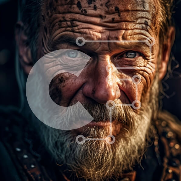 Intra Συλλεκτικό Ξύλινο Παζλ Plywood  4mm - Πορτρέτο ενός ηλικιωμένου με μακριά λευκή γενειάδα και διαπεραστικά μπλε μάτια Σε Ξύλινο Κουτί - Διαστάσεις Puzzle: 10x10 cm – 25 κομμάτια