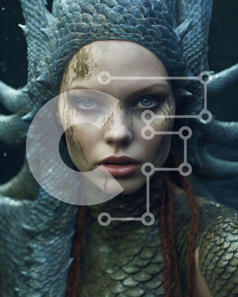 Intra Συλλεκτικό Ξύλινο Παζλ Plywood  4mm - Όμορφη εικόνα μιας γαλήνιας γοργόνας με μπλε μαλλιά και στέμμα από φύκια Σε Ξύλινο Κουτί - Διαστάσεις Puzzle: 10x10 cm – 25 κομμάτια