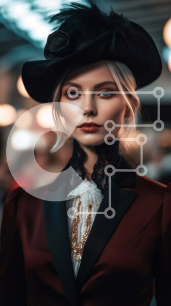 Intra Συλλεκτικό Ξύλινο Παζλ Plywood  4mm - Κομψή γυναίκα με κόκκινο σακάκι και καπέλο Σε Ξύλινο Κουτί - Διαστάσεις Puzzle: 10x10 cm – 25 κομμάτια