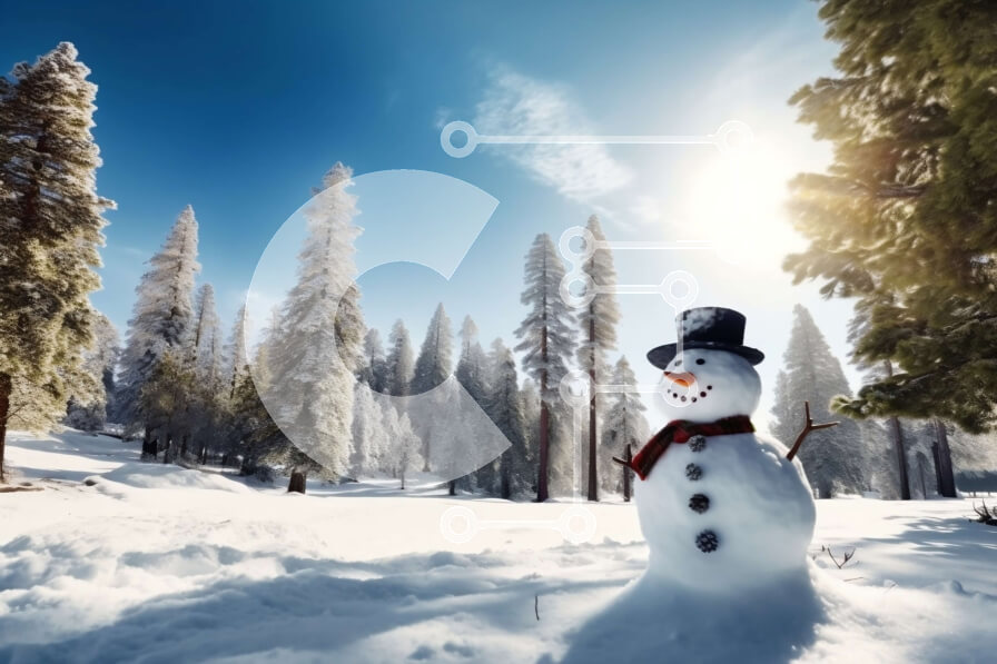 Intra Συλλεκτικό Ξύλινο Παζλ Plywood  4mm - Όμορφη εικόνα του χιονάνθρωπου σε ένα ειρηνικό χιονισμένο δάσος Σε Ξύλινο Κουτί - Διαστάσεις: 10x10 cm – 25 κομμάτια