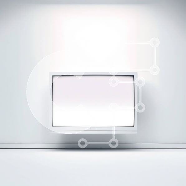 Intra Συλλεκτικό Ξύλινο Παζλ Plywood  4mm - Καθαρή και μινιμαλιστική εικόνα μιας λευκής λευκής οθόνης τηλεόρασης σε ένα άδειο δωμάτιο Σε Ξύλινο Κουτί - Διαστάσεις Puzzle: 10x10 cm – 25 κομμάτια