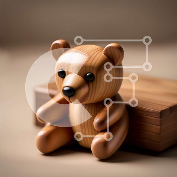 Intra Συλλεκτικό Ξύλινο Παζλ Plywood  4mm - Αξιολάτρευτο ξύλινο παιχνίδι αρκούδας που κάθεται σε μια ρουστίκ ξύλινη επιφάνεια Σε Ξύλινο Κουτί - Διαστάσεις: 10x10 cm – 25 κομμάτια