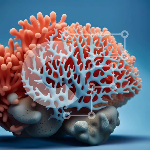 Intra Συλλεκτικό Ξύλινο Παζλ Plywood  4mm - Πολύχρωμο κοραλλιογενή ύφαλο κινηματογράφηση σε πρώτο πλάνο με διακλάδωση, επιμετάλλωση και κοράλλια ανάχωμα Σε Ξύλινο Κουτί - Διαστάσεις: 10x10 cm – 25 κομμάτια