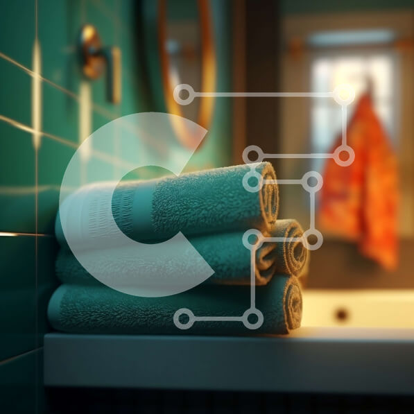 Intra Συλλεκτικό Ξύλινο Παζλ Plywood  4mm - Κοντινό πλάνο ενός μπάνιου με τιρκουάζ πλακάκια και φυσικό φως Σε Ξύλινο Κουτί - Διαστάσεις Puzzle: 10x10 cm – 25 κομμάτια