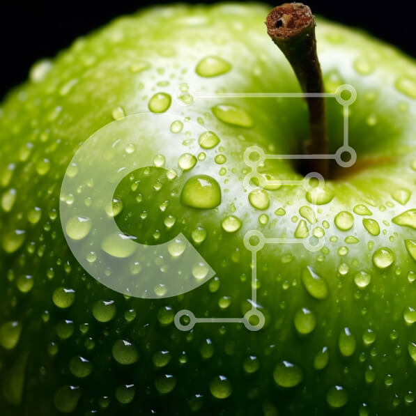 Σετ των 2 Intra Συλλεκτικό Ξύλινο Παζλ Plywood  4mm - Φρέσκο ​​και ζουμερό πράσινο μήλο με σταγονίδια νερού Σε Ξύλινο Κουτί - Διαστάσεις: 10x10 cm – 25 κομμάτια