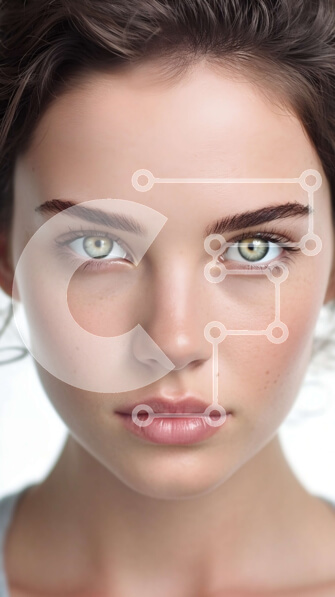 Intra Συλλεκτικό Ξύλινο Παζλ Plywood  4mm - Σοβαρό πορτρέτο νεαρής γυναίκας με σγουρά καστανά μαλλιά και πράσινα μάτια Σε Ξύλινο Κουτί - Διαστάσεις Puzzle: 10x10 cm – 25 κομμάτια