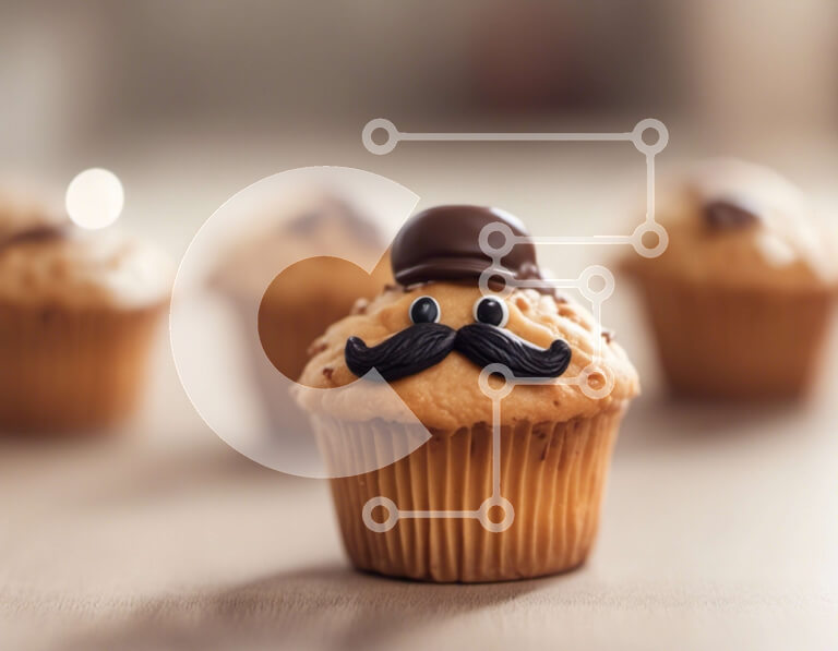 Σετ των 2 Intra Συλλεκτικό Ξύλινο Παζλ Plywood  4mm - Cupcakes και Muffins με μουστάκια και καπέλα Σε Ξύλινο Κουτί - Διαστάσεις: 10x10 cm – 25 κομμάτια