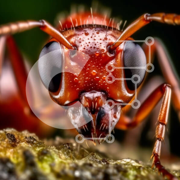 Intra Συλλεκτικό Ξύλινο Παζλ Plywood  4mm - Κοντινό πλάνο του κεφαλιού του μυρμηγκιού με μεγάλα μάτια και γνάθους Σε Ξύλινο Κουτί - Διαστάσεις: 10x10 cm – 25 κομμάτια