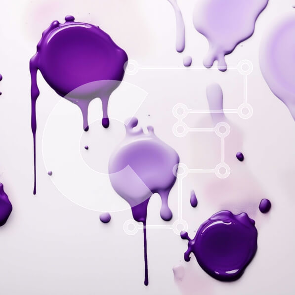 Intra Συλλεκτικό Ξύλινο Παζλ Plywood  4mm - Πιτσιλίσματα ζωηρής μωβ μπογιάς σε καθαρό λευκό φόντο Σε Ξύλινο Κουτί - Διαστάσεις Puzzle: 10x10 cm – 25 κομμάτια