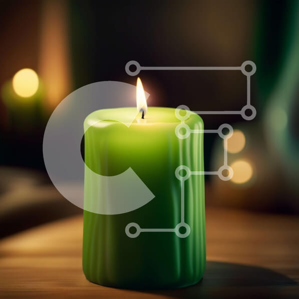 Intra Συλλεκτικό Ξύλινο Παζλ Plywood  4mm - Άνετη διακόσμηση σπιτιού: Πράσινο κερί σε ξύλινο τραπέζι με απαλό φωτισμό Σε Ξύλινο Κουτί - Διαστάσεις: 10x10 cm – 25 κομμάτια