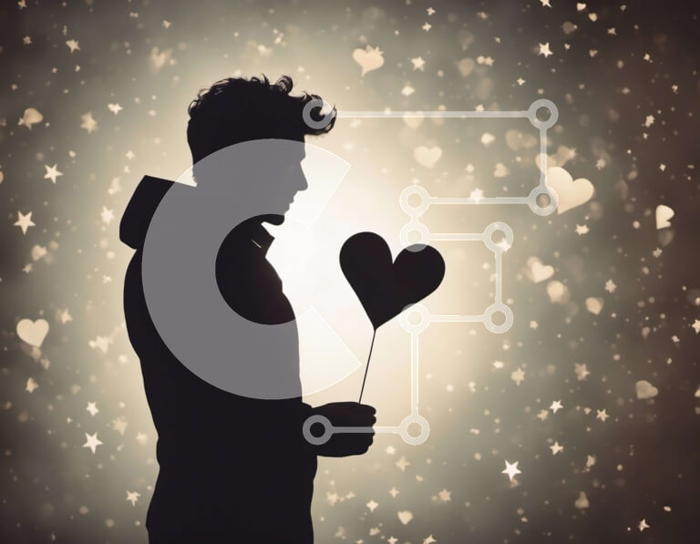 Intra Συλλεκτικό Ξύλινο Παζλ Plywood  4mm - Σιλουέτα ενός ατόμου που κρατά μια καρδιά Σε Ξύλινο Κουτί - Διαστάσεις Puzzle: 10x10 cm – 25 κομμάτια