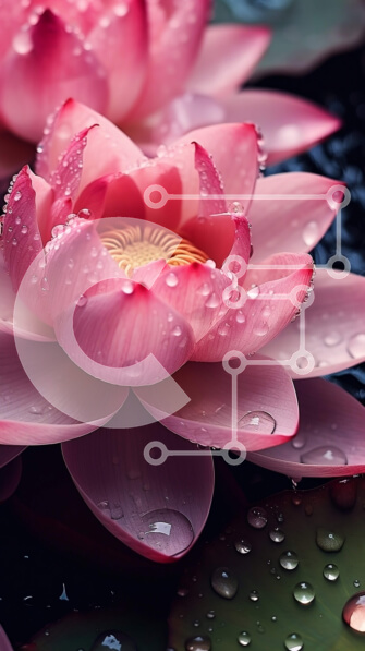 Σετ των 2 Intra Συλλεκτικό Ξύλινο Παζλ Plywood  4mm - Εκπληκτική εικόνα ενός ροζ λουλουδιού λωτού σε πλήρη άνθιση με σταγονίδια νερού Σε Ξύλινο Κουτί - Διαστάσεις: 10x10 cm – 25 κομμάτια