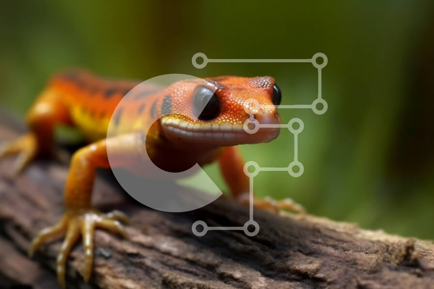 Σετ των 2 Intra Συλλεκτικό Ξύλινο Παζλ Plywood  4mm - Πολύχρωμη σαύρα που κάθεται σε ένα κλαδί δέντρου Σε Ξύλινο Κουτί - Διαστάσεις: 10x10 cm – 25 κομμάτια