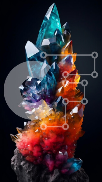 Intra Συλλεκτικό Ξύλινο Παζλ Plywood  4mm - Εκπληκτική εικόνα πολύχρωμων κρυστάλλων σε μαύρο φόντο Σε Ξύλινο Κουτί - Διαστάσεις: 10x10 cm – 25 κομμάτια