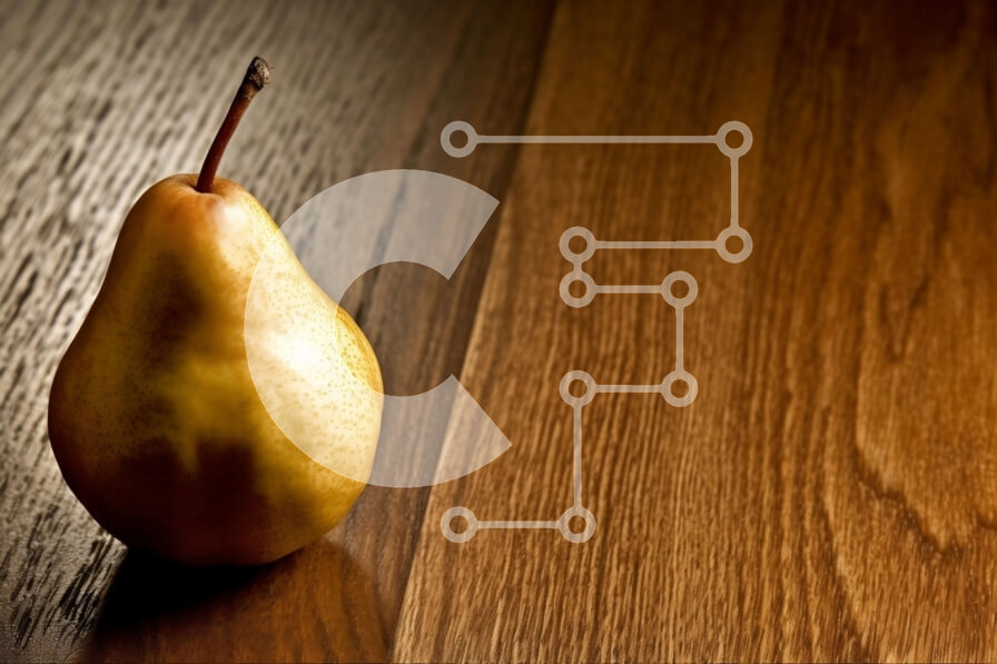 Σετ των 2 Intra Συλλεκτικό Ξύλινο Παζλ Plywood  4mm - Ώριμο κίτρινο αχλάδι σε ένα ξύλινο τραπέζι Σε Ξύλινο Κουτί - Διαστάσεις: 10x10 cm – 25 κομμάτια