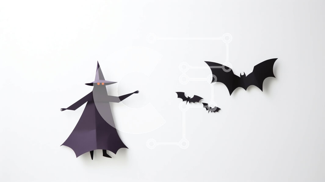 Intra Συλλεκτικό Ξύλινο Παζλ Plywood  4mm - Χαρτί κοψίματα μάγισσας και νυχτερίδων Origami Σε Ξύλινο Κουτί - Διαστάσεις Puzzle: 10x10 cm – 25 κομμάτια