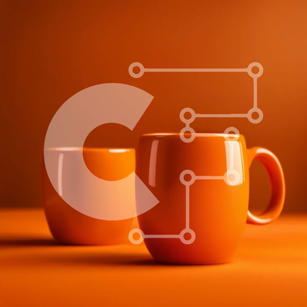 Intra Συλλεκτικό Ξύλινο Παζλ Plywood  4mm - Ζωντανές πορτοκαλί κούπες καφέ σε ένα τραπέζι Σε Ξύλινο Κουτί - Διαστάσεις: 10x10 cm – 25 κομμάτια