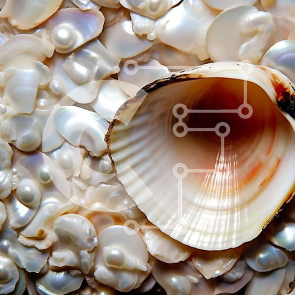 Intra Συλλεκτικό Ξύλινο Παζλ Plywood  4mm - Όμορφη κινηματογράφηση σε πρώτο πλάνο από μαργαριταρένιο κοχύλι στρειδιών με ιριδίζοντα μαργαριτάρια Σε Ξύλινο Κουτί - Διαστάσεις: 10x10 cm – 25 κομμάτια