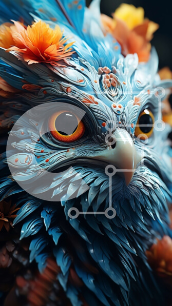 Σετ των 2 Intra Συλλεκτικό Ξύλινο Παζλ Plywood  4mm - Περίπλοκα φτερωτό και πολύχρωμο πουλί με φλοράλ κόμμωση Σε Ξύλινο Κουτί - Διαστάσεις: 10x10 cm – 25 κομμάτια